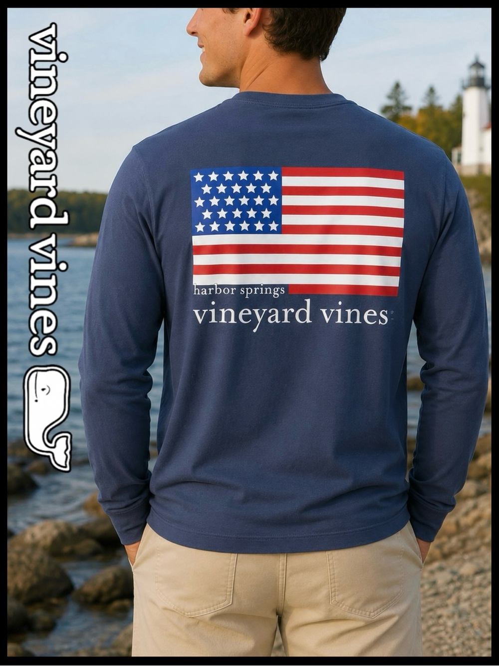 Vineyard Vines Harbor Springs Premium Americana LS Men’s T-Shirt Size (XS)